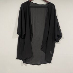 Women's Black Sheer Open-Front Kimono Cardigan Cover Up Size XL